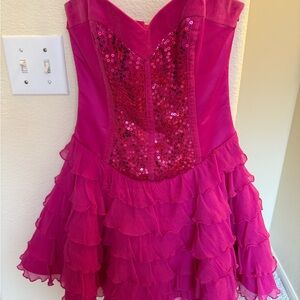 Betsey Johnson Pink Sequin Ruffled Prom Dress